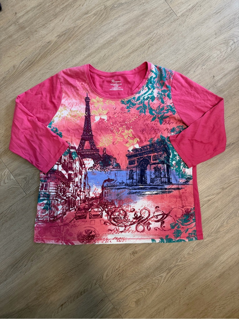Girls' Pink Paris Graphic Half Sleeve Top